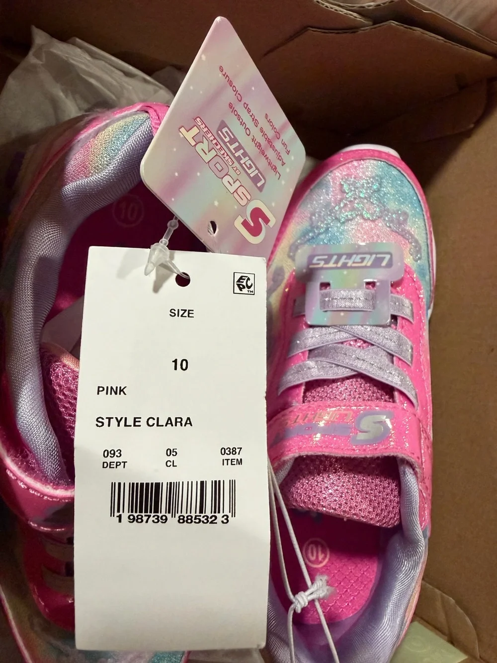 Skechers Girls' Pink and Purple Light-Up Heart Sneakers 10T,9T & 7T